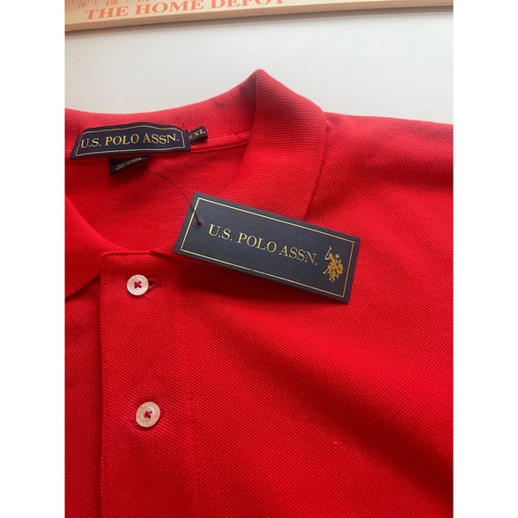 US‎ Polo Assn Mens Red Short Sleeve Classic Fit Polo Shirt XXL NWT - Picture 5 of 8